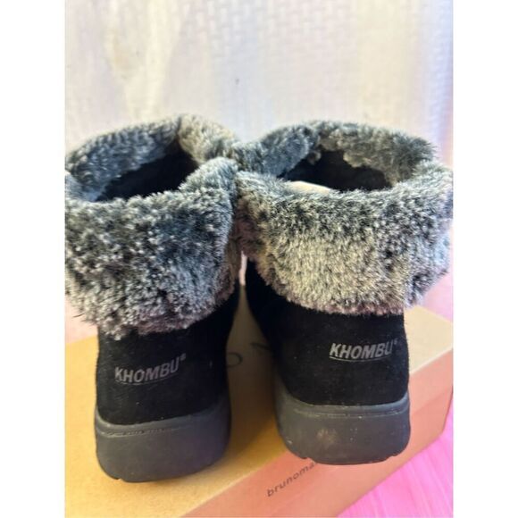 Khombu 10 suede ankle boots #84190 zipper fur trim - Picture 3 of 6